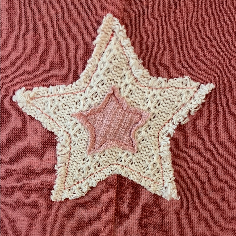 POL Mauve-Pink-White Star Appliqué Long Sleeve w/Scoop Neck & Open Work Accents - Picture 11 of 14